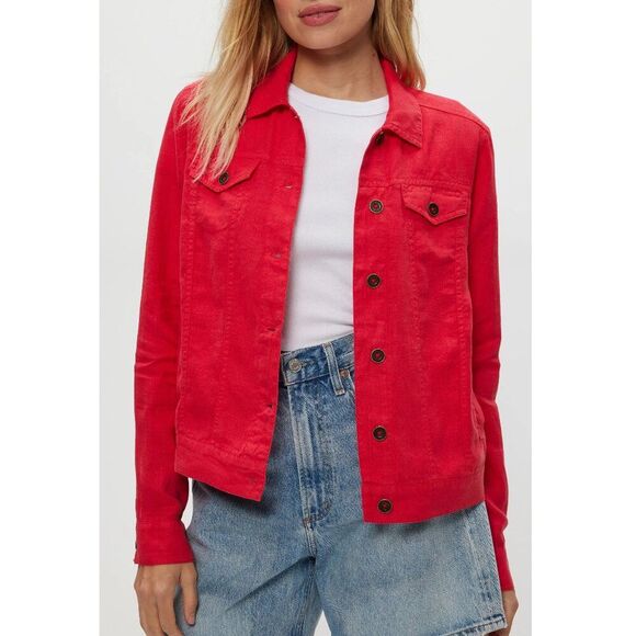 Talbots Classic Red Denim Jacket Size LP NWOT - Picture 1 of 14